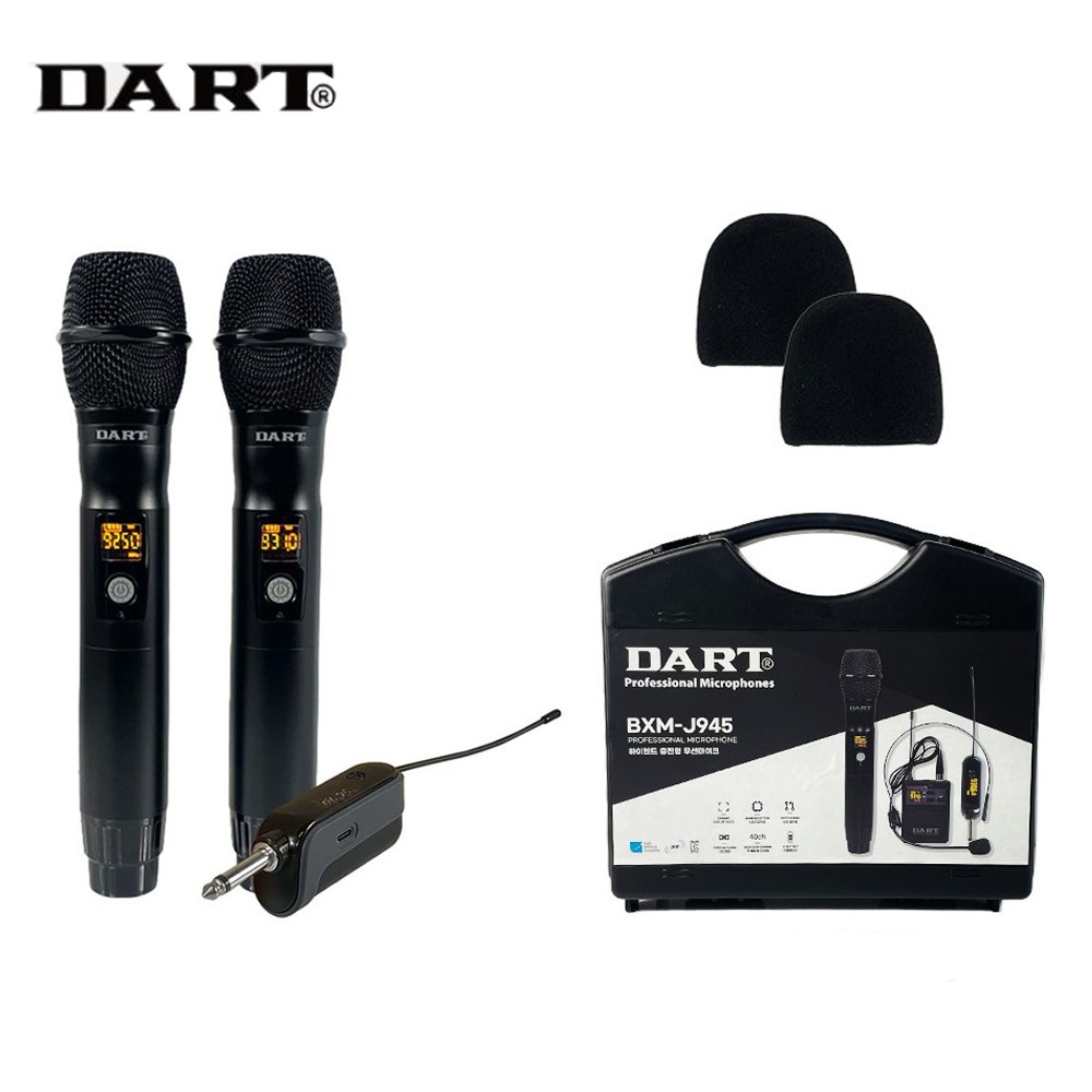 DART BXM-J945HH 무선마이크 2개 세트 강의용 행사용 2채널 송수신기 - 상세 이미지 2