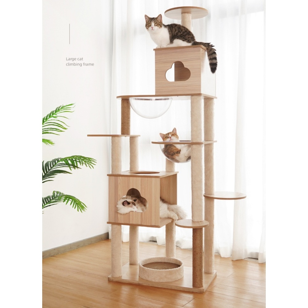 초대형 고양이 빌라 높은 캣타워 우드 원목
