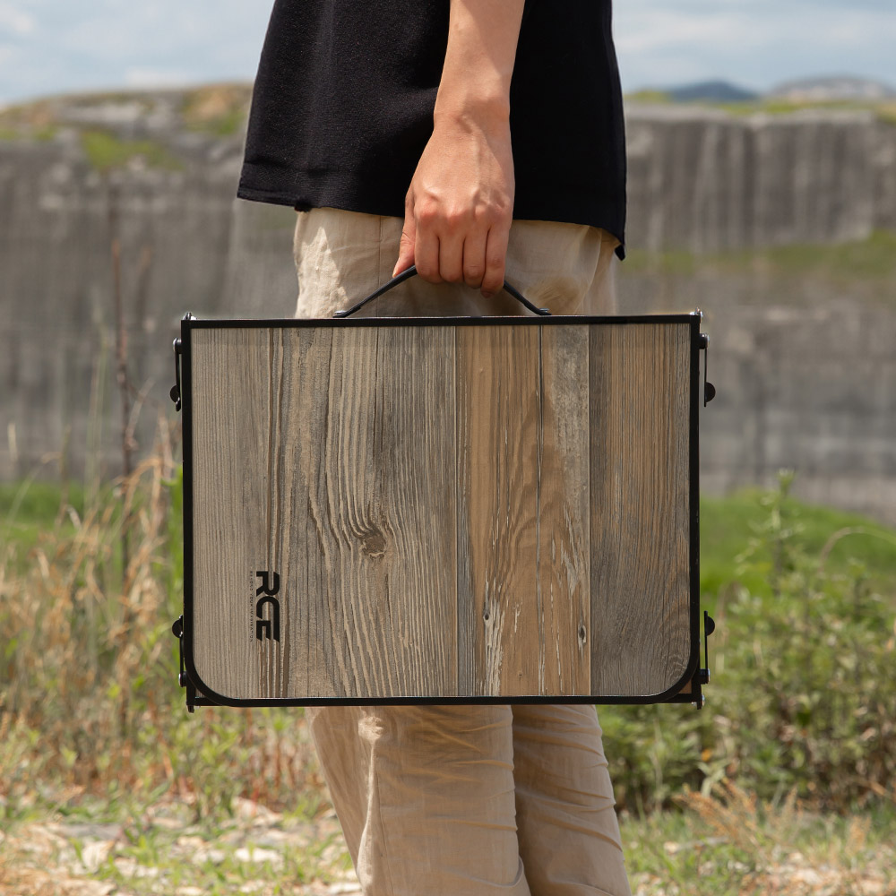 로티캠프 캠핑 테이블 원액션 접이식 미니 피크닉 경량 좌식 휴대용 다크우드