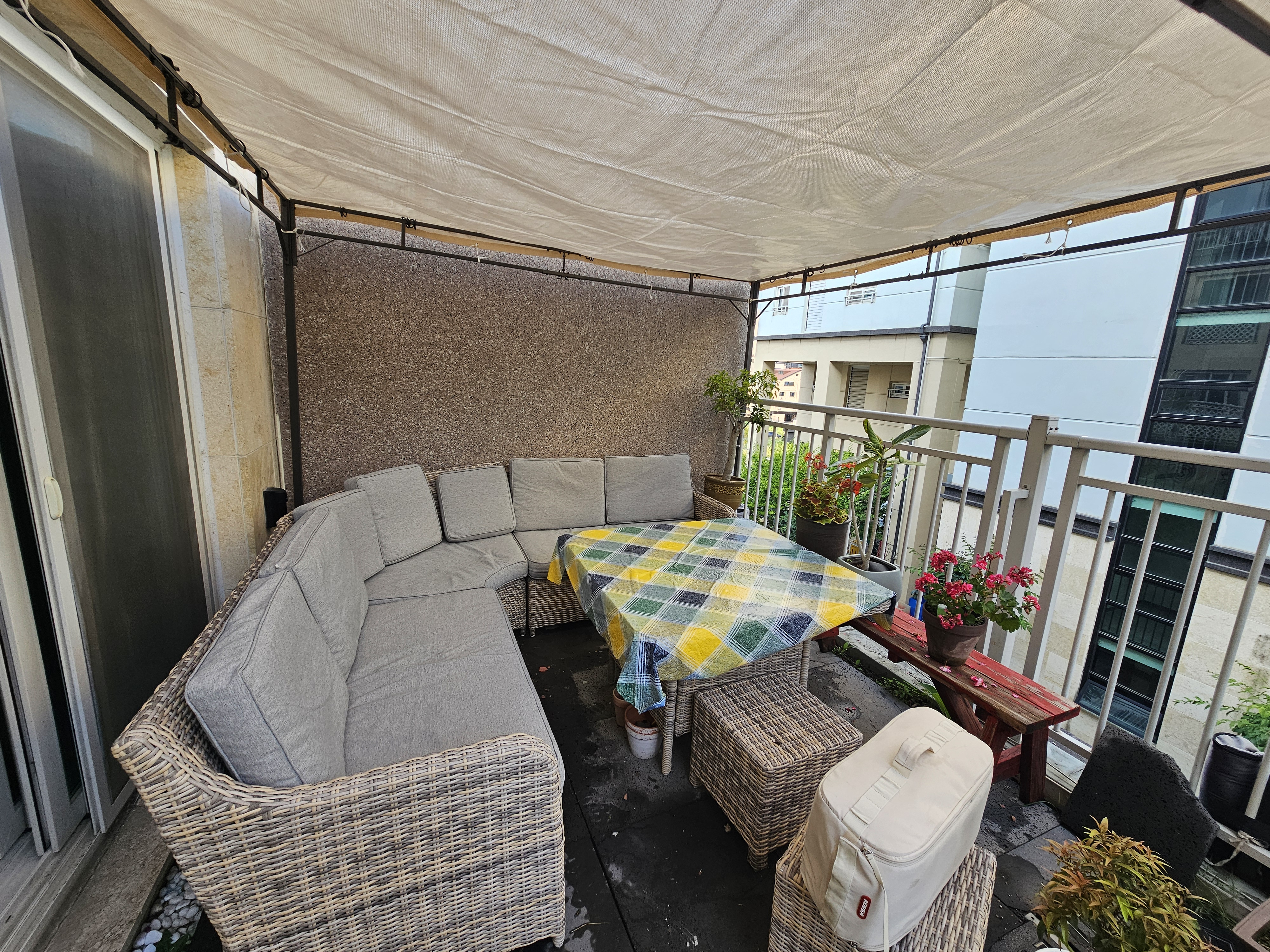 그늘애 국산 썬쉐이드 차광막 그늘막 타프 사각 2m x 2m, 베이지