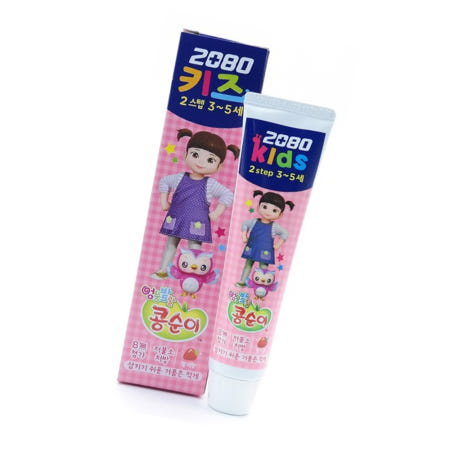 2080 아기 불소 치약 어린이 도포 영유아 저불소 딸기맛 3세 4세 5세 유아 주니어 키즈 콩순이 2단계 베이비 아이