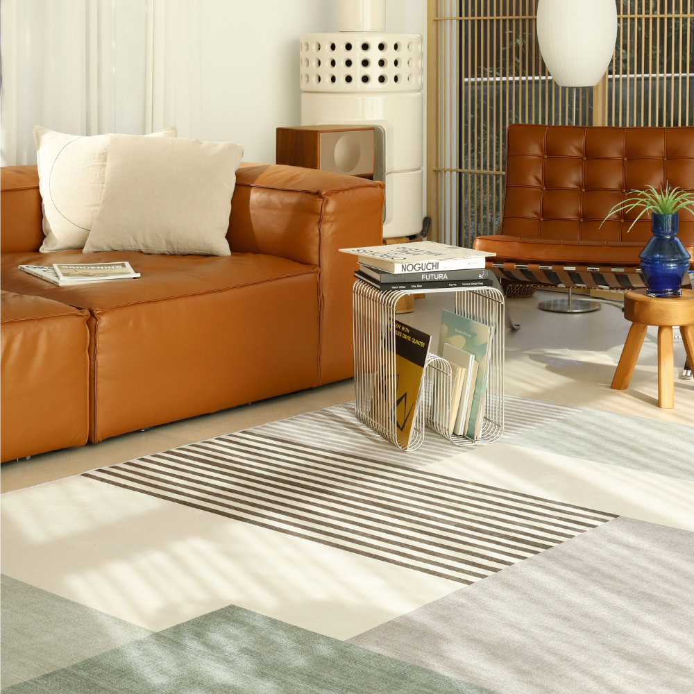 [에모프] 스트라이프 러그 카페트 양탄자 미니러그 의자매트 140x200