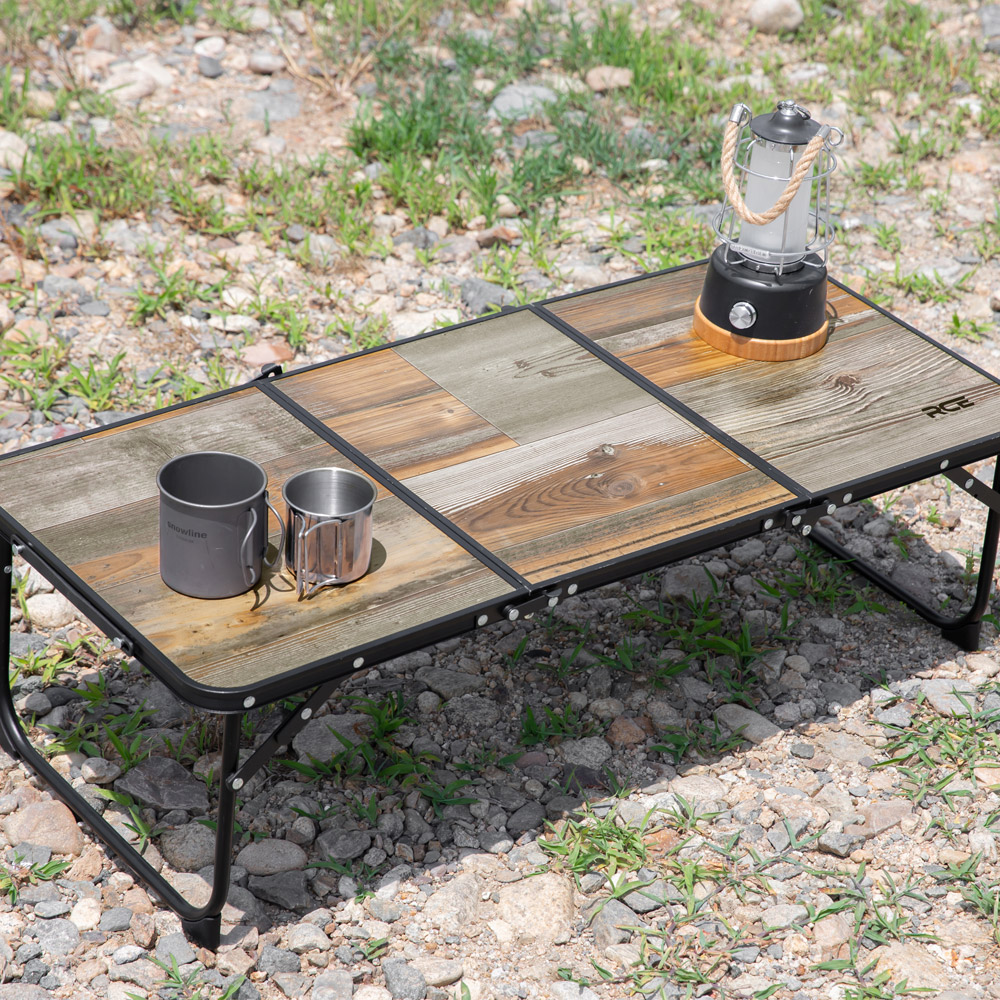 로티캠프 캠핑 테이블 원액션 접이식 미니 피크닉 경량 좌식 휴대용 다크우드