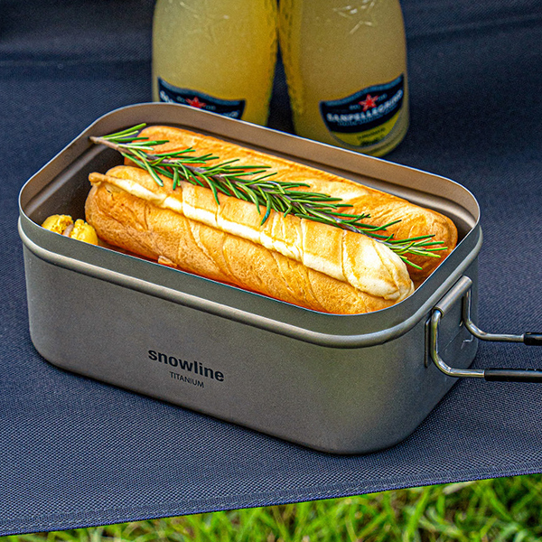 스노우라인 티타늄 손잡이 사각 반합 M 찜망 파우치 세트 백패킹 경량