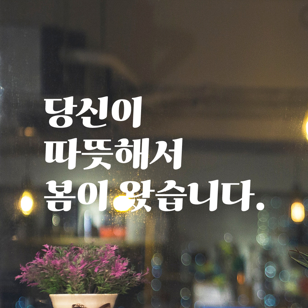 인테리어 포인트 그래픽 레트로 감성 레터링 스티커 당신이 따뜻해서 봄이 왔습니다 LG-032S 검정 이미지 8