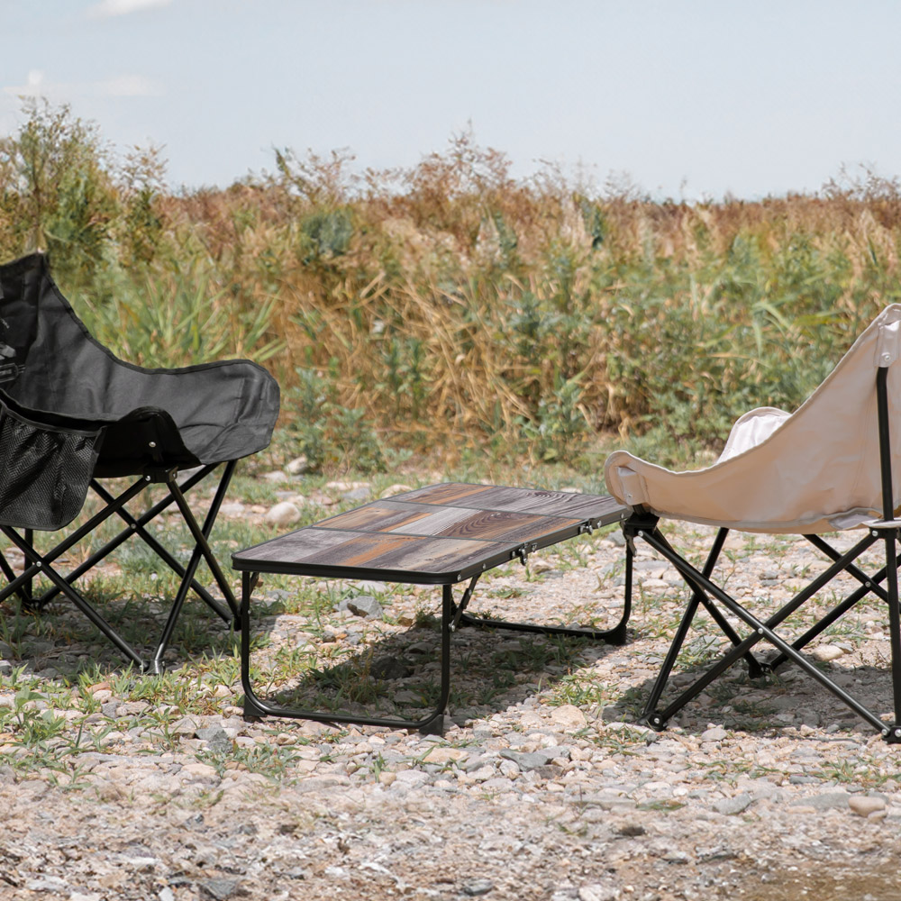 로티캠프 캠핑 테이블 원액션 접이식 미니 피크닉 경량 좌식 휴대용 다크우드