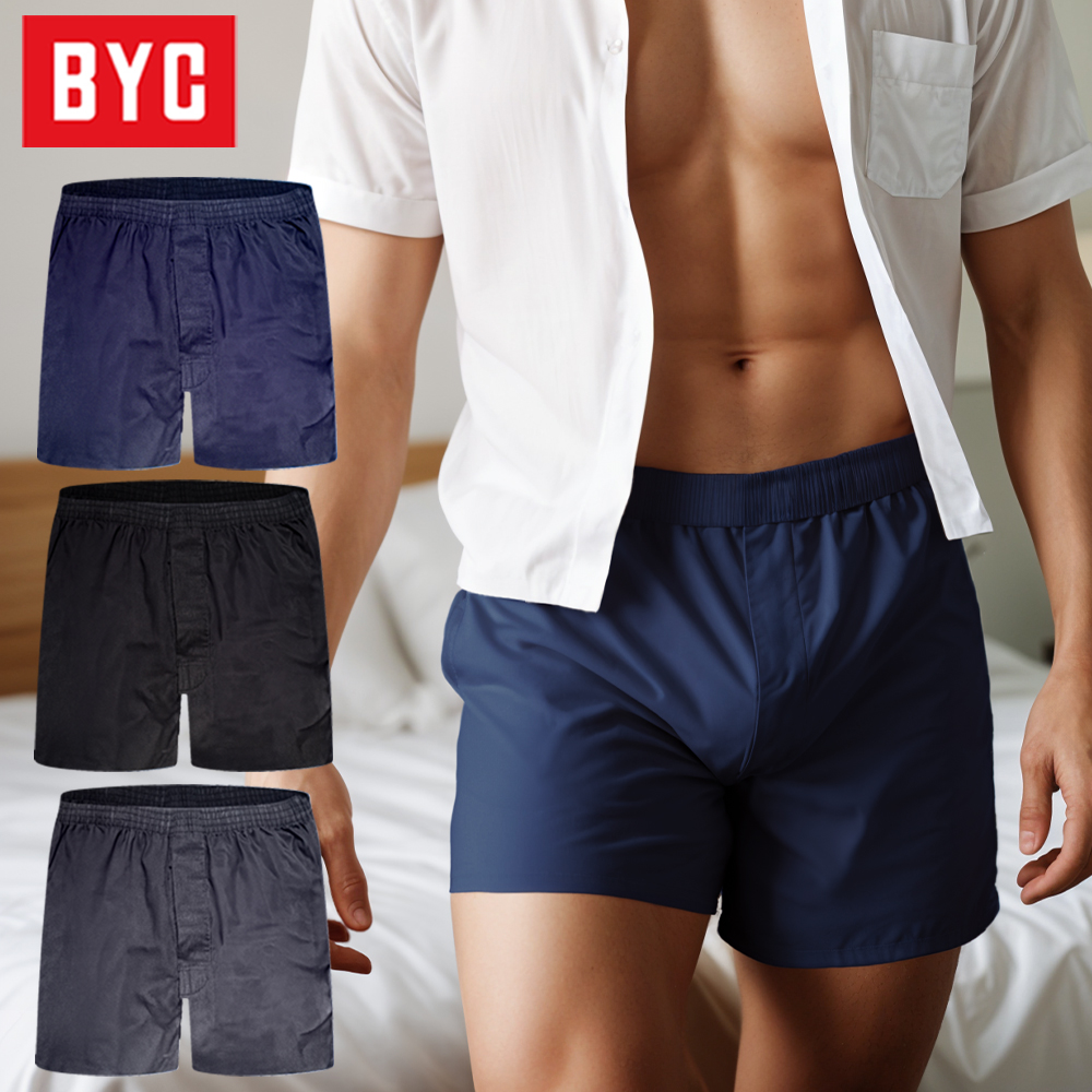 BYC 3매입 빅사이즈 남성 트렁크 팬티 남자팬티 사각 박서 속옷 세트