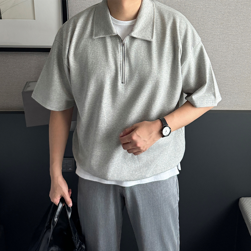 피케티셔츠 어깨넓어보이는반팔 남자반팔맨투맨 - 상세 이미지 5
