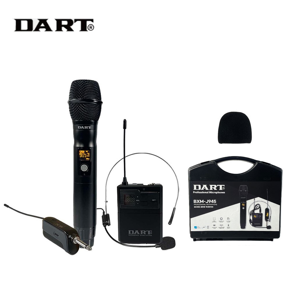 DART BXM-J945HB 무선마이크 세트 강의용 행사용 2채널 핸드 헤드셋 송수신기 - 상세 이미지 2