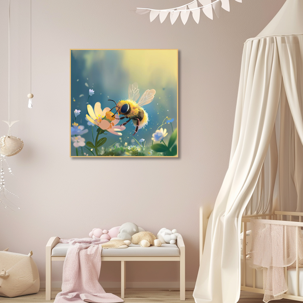 꽃과 꿀벌 80x80cm 무광골드 알루미늄액자 벌그림 이미지 8