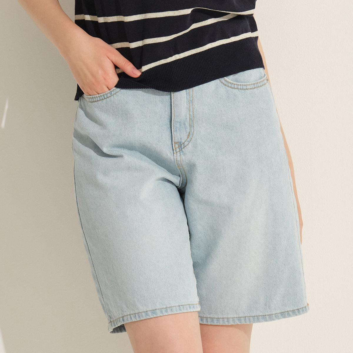 [한정수량] 예시카 썸머 데일리 뒷밴딩 데님 반바지 YI6DP202 - 상세 이미지 4