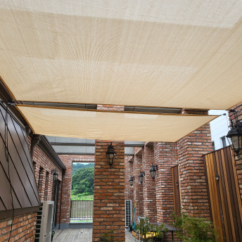 그늘애 국산 썬쉐이드 차광막 그늘막 타프 사각 3m x 4m, 베이지
