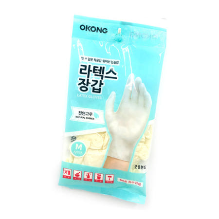 [(주)오공]고품질 라텍스 장갑 질긴 고무 세차용 셰프 조리용 M 쉐프 작업용 양손 튼튼한 천연 청소용 식품용 설거지 업소용 일회용 위생 짧은 남자 여자 요리 다용도 실험 정비 원예 미용