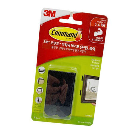 3M 무타공 테이프 중형 4개 액자 거는법 패브릭포스터 붙이기 전세집 코맨드 찍찍이 달기 걸이 시계 벽지 못없이 걸기 못대신 훅 후크 벽에 붙이는 고리 부착형 옷걸이 스티커 매직