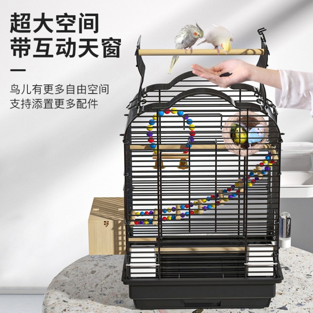 앵무새 철제 케이지 화이트 블랙 럭셔리 집 - 상세 이미지 4