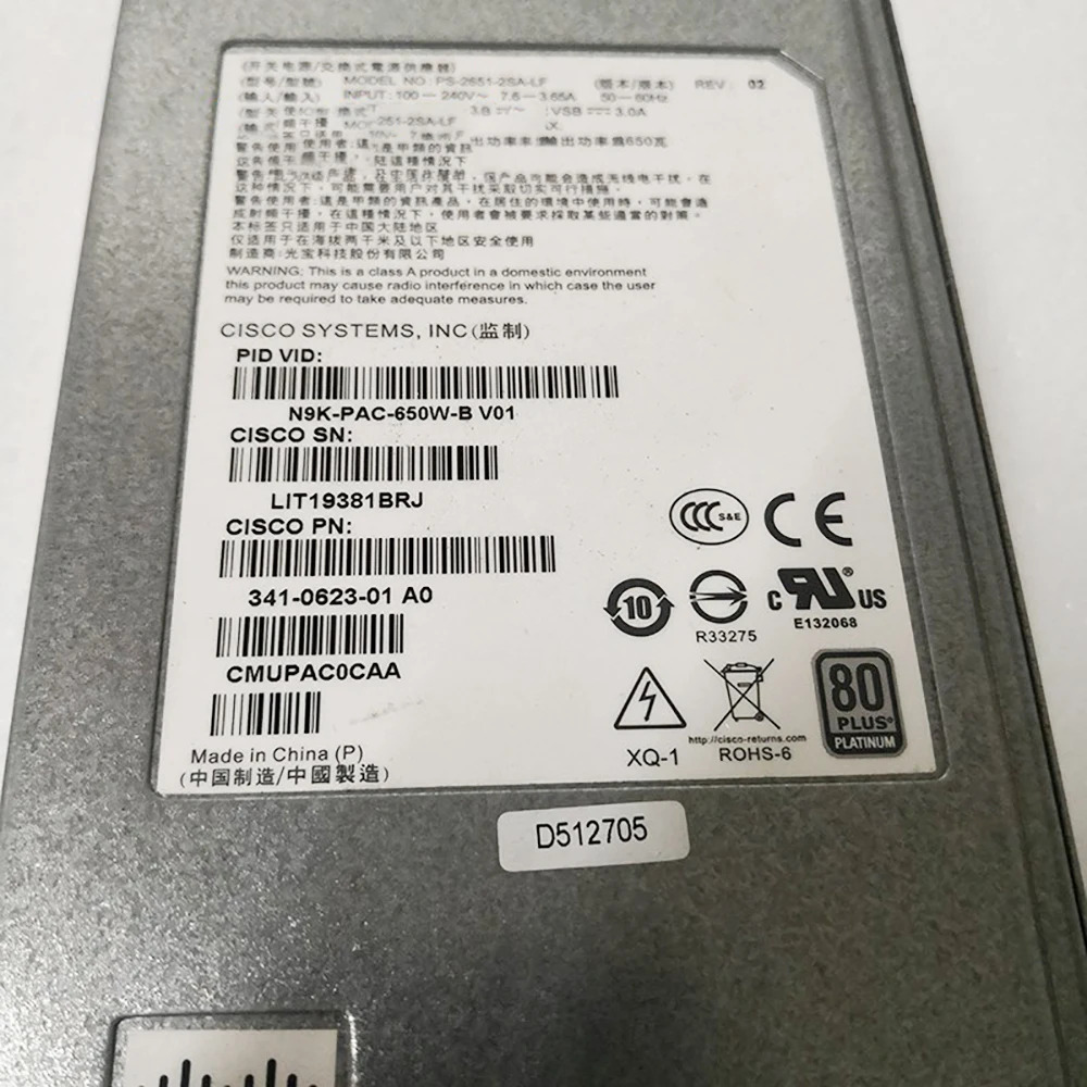 N9K-C9396PX 시리즈 스위치리퍼되는 CISCO 전원공급장치341-0623-01 650W N9K-PAC-650W-B