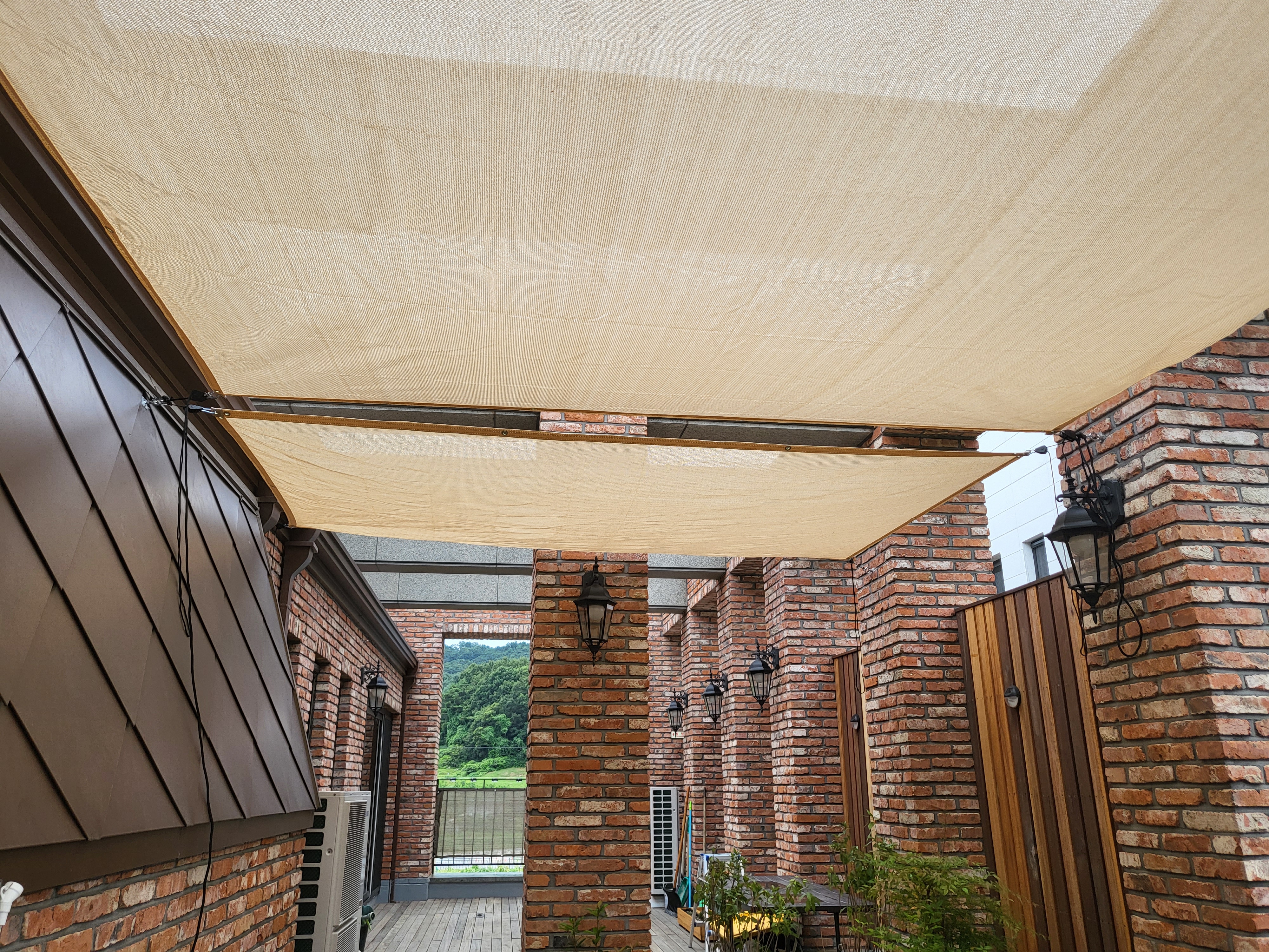 그늘애 국산 썬쉐이드 차광막 그늘막 타프 사각 2m x 2m, 베이지