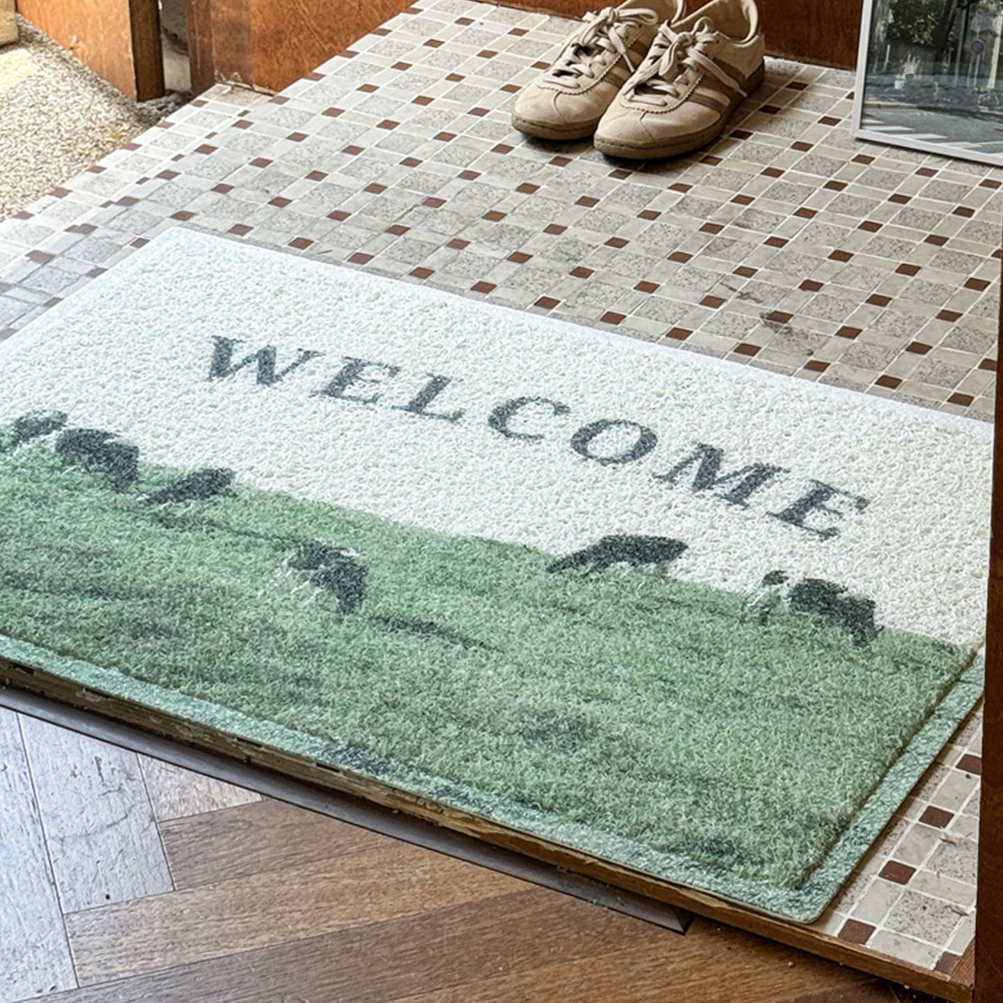 웰컴 데일리팜 코일도어매트 사무실 업소용 신발장 현관 출 입구 바닥 그린, 90x120cm - 상품 이미지