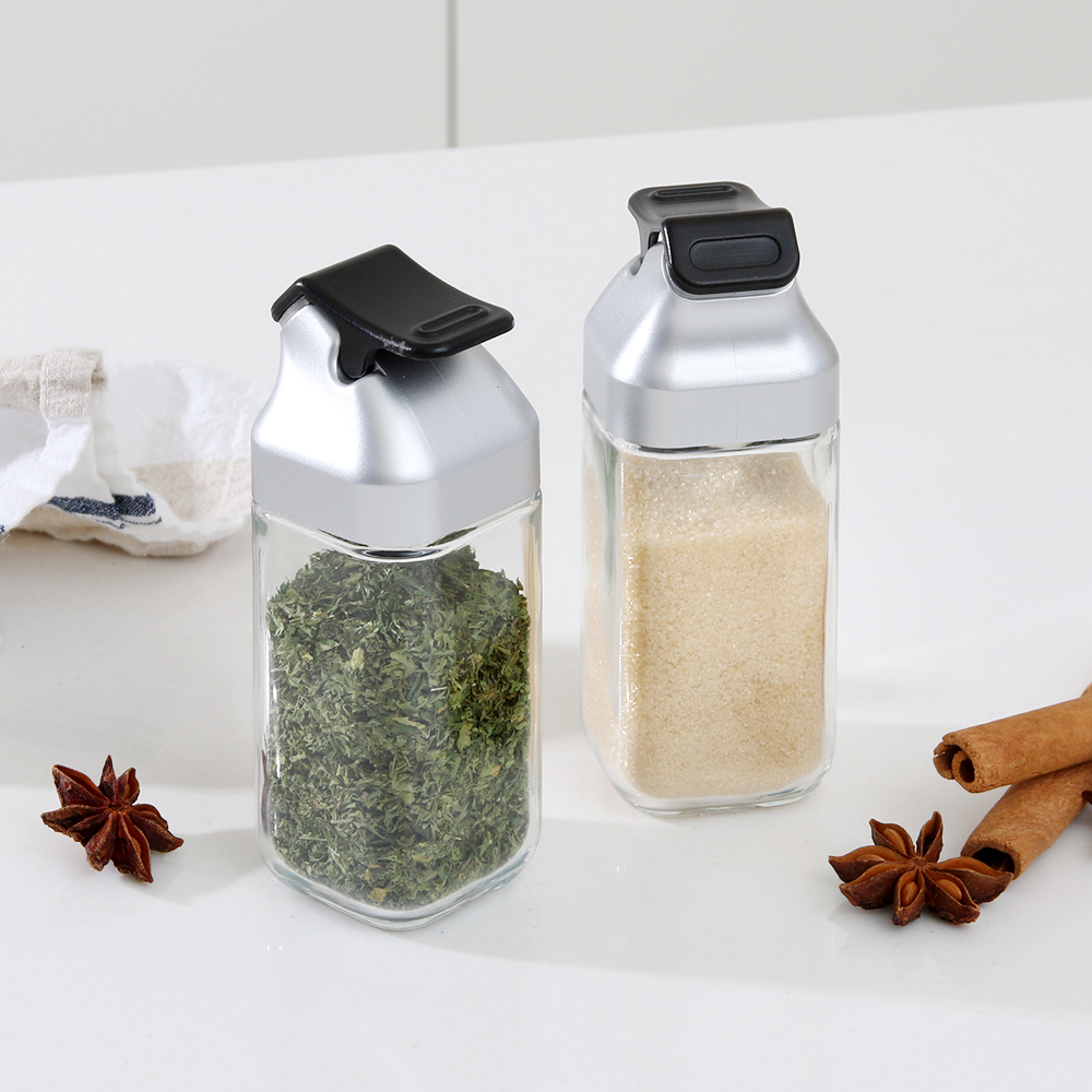 원터치 양념병 설탕 조미료 유리 소금후추통 2p