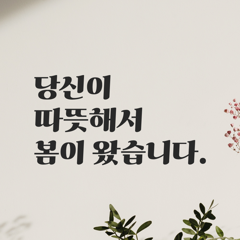 인테리어 포인트 그래픽 레트로 감성 레터링 스티커 당신이 따뜻해서 봄이 왔습니다 LG-032S 검정 - 상품 이미지