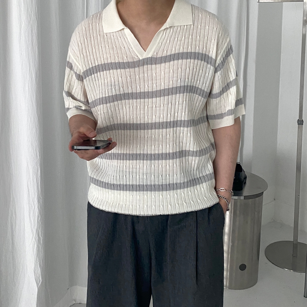 남자꽈배기반팔니트 오버핏반팔니트 이미지 6