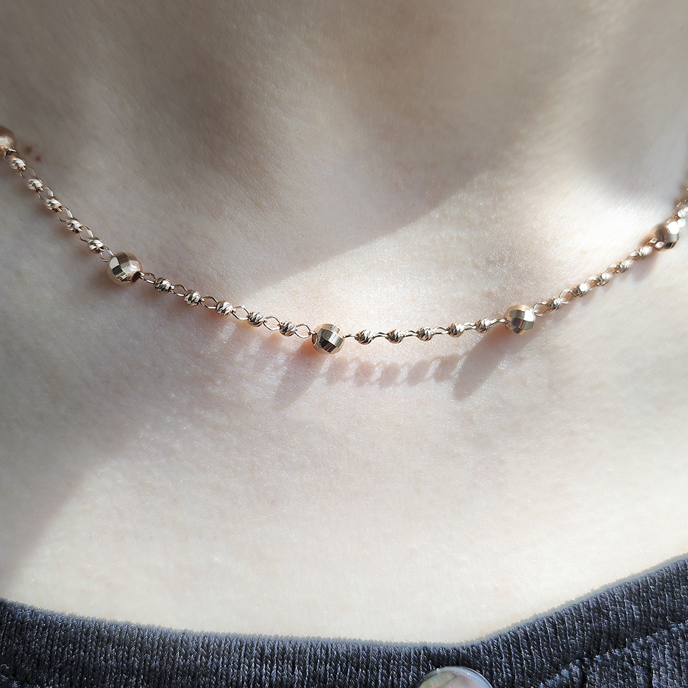 컷팅볼목걸이 14케이 18k 여자 명품 컷팅볼 미러볼 초커 금 실 목걸이 - 상세 이미지 2