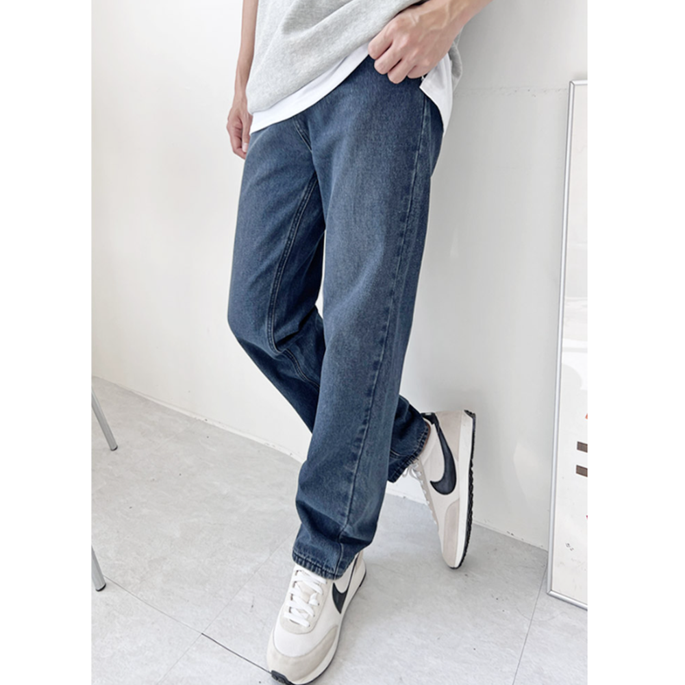 남자연청바지 레귤러핏 일자핏 블루진 데님 팬츠 - 상세 이미지 5