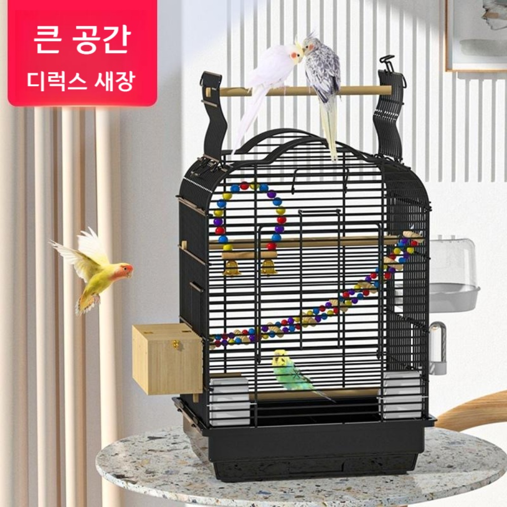 앵무새 철제 케이지 화이트 블랙 럭셔리 집 - 상세 이미지 2