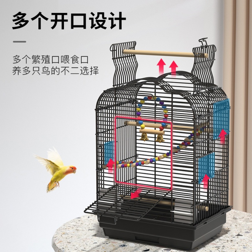 앵무새 철제 케이지 화이트 블랙 럭셔리 집 - 상세 이미지 3