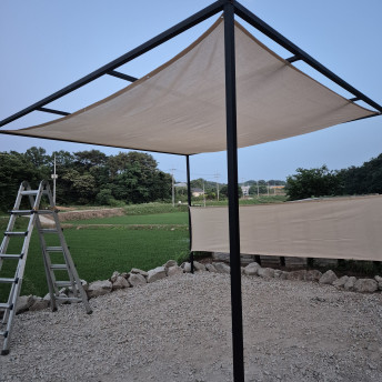 그늘애 국산 썬쉐이드 차광막 그늘막 타프 사각 3m x 4m, 베이지