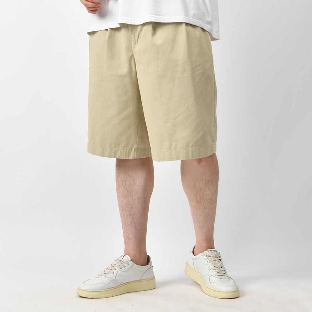 남자 반바지 버뮤다 여름 핀턱 와이드 국내생산 베이지 면 6부 바지 - 상세 이미지 3