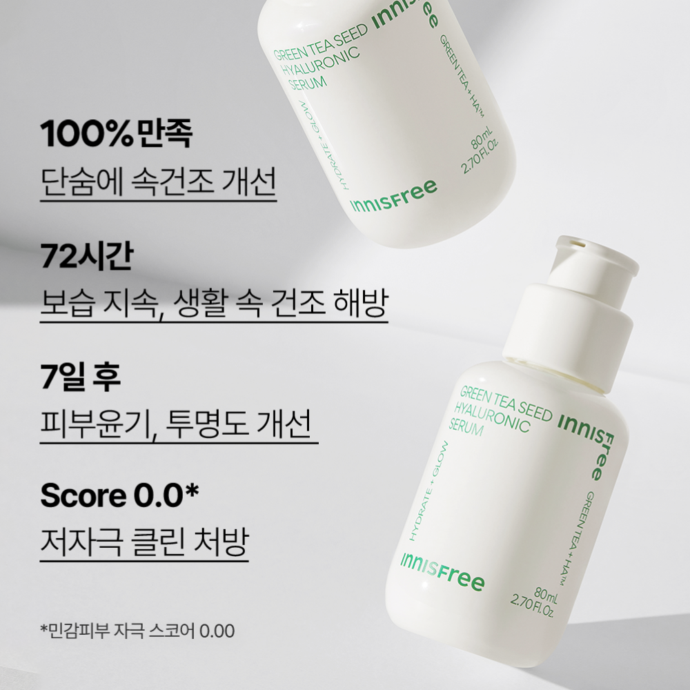 이니스프리 그린티 씨드 히알루론산 수분세럼 80mL 2개 + 그린티 씨드 히알루론산 수분크림 50mL 이미지 3