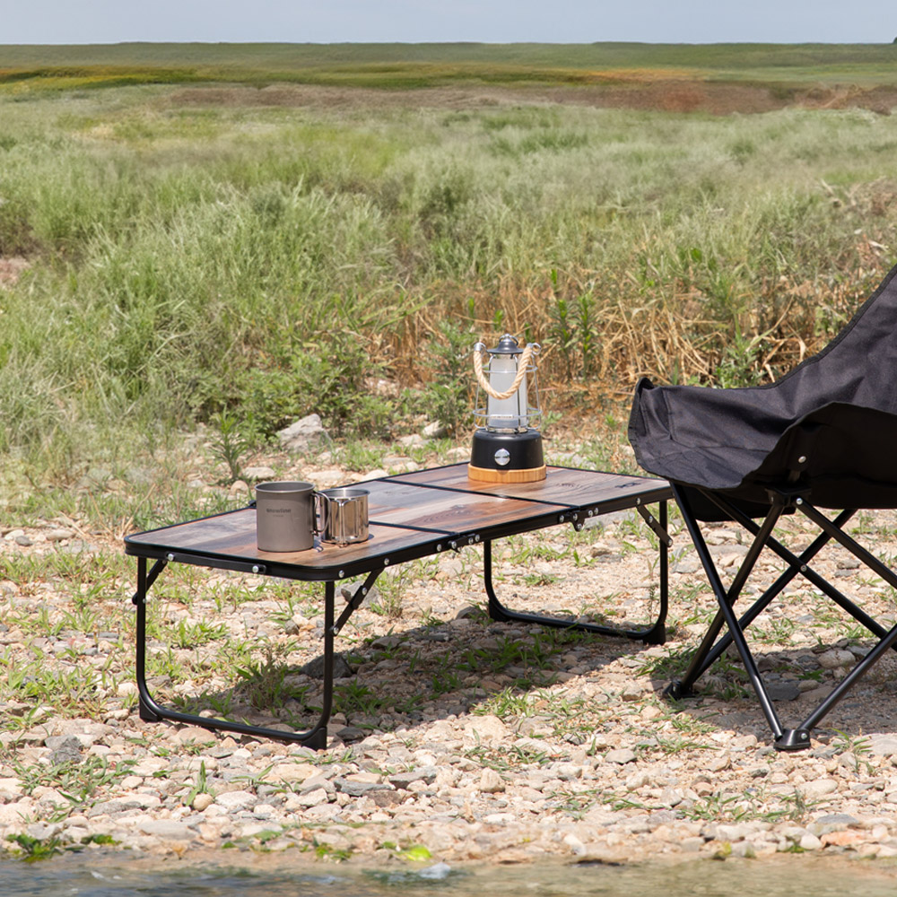 로티캠프 캠핑 테이블 원액션 접이식 미니 피크닉 경량 좌식 휴대용 다크우드