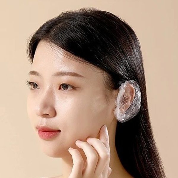 일회용 염색 귀마개 100개 미용실 비닐 귀보호 귀덮개 셀프 이어캡 - 상품 이미지
