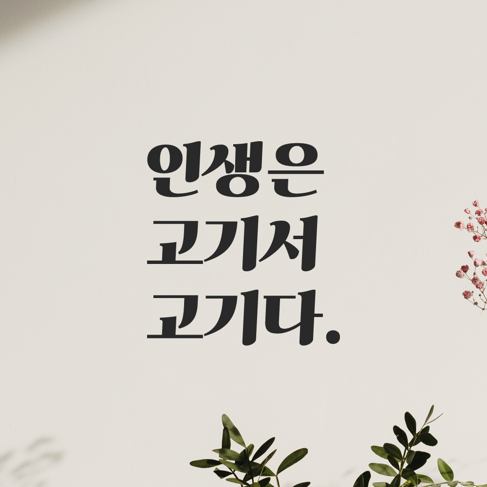 인테리어 포인트 그래픽 레트로 감성 레터링 스티커 인생은 고기서 고기다 LG-031S 검정 이미지 6