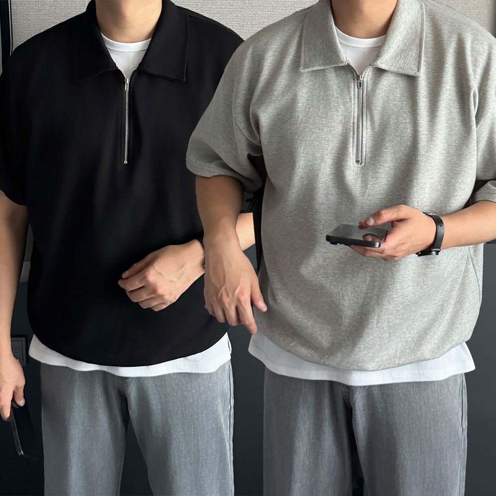 피케티셔츠 어깨넓어보이는반팔 남자반팔맨투맨 - 상세 이미지 3