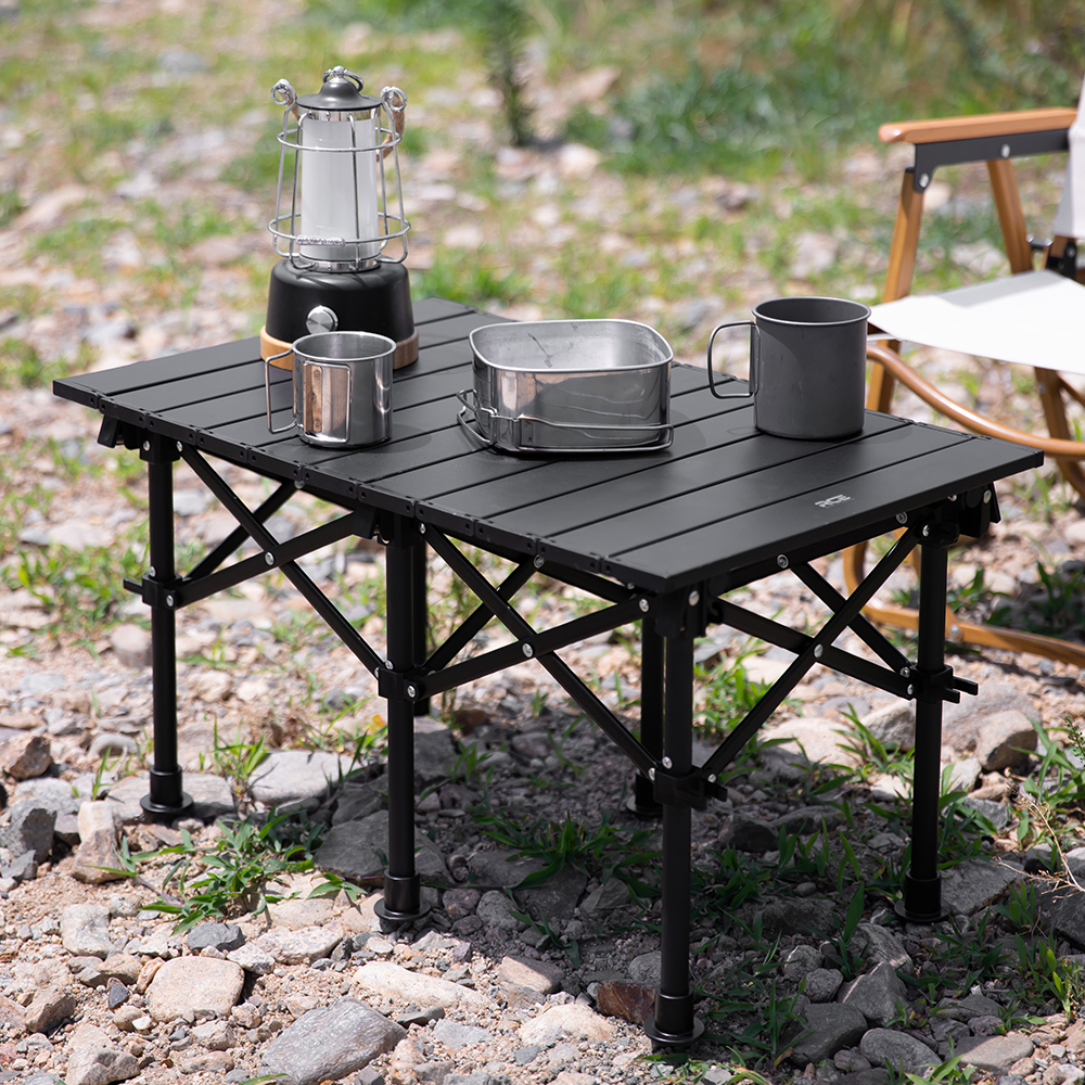 로티캠프 캠핑 테이블 롤 원액션 접이식 미니 피크닉 휴대용 URT 대형, 블랙