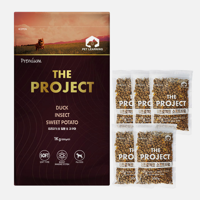 펫러닝 더프로젝트 전연령 강아지밀웜사료 강아지곤충사료 오리고기+밀웜+고구마, 1kg, 1개