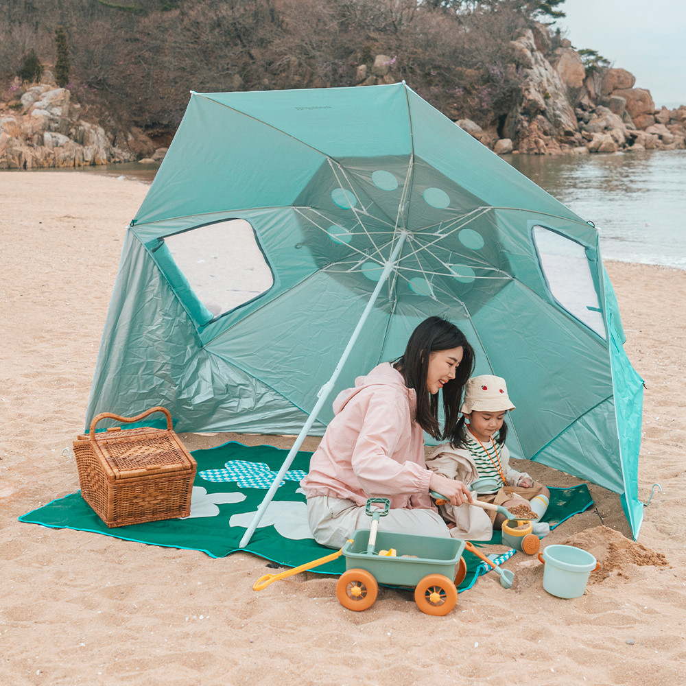 [불스원] 캠크루 1초 파라솔 3단 접이식 초경량 우산 텐트 컴팩트 민트