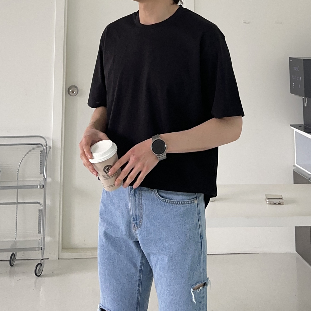 남자 반팔티 오버핏 분또 실켓 쿨 여름 반팔 티셔츠 - 상세 이미지 5