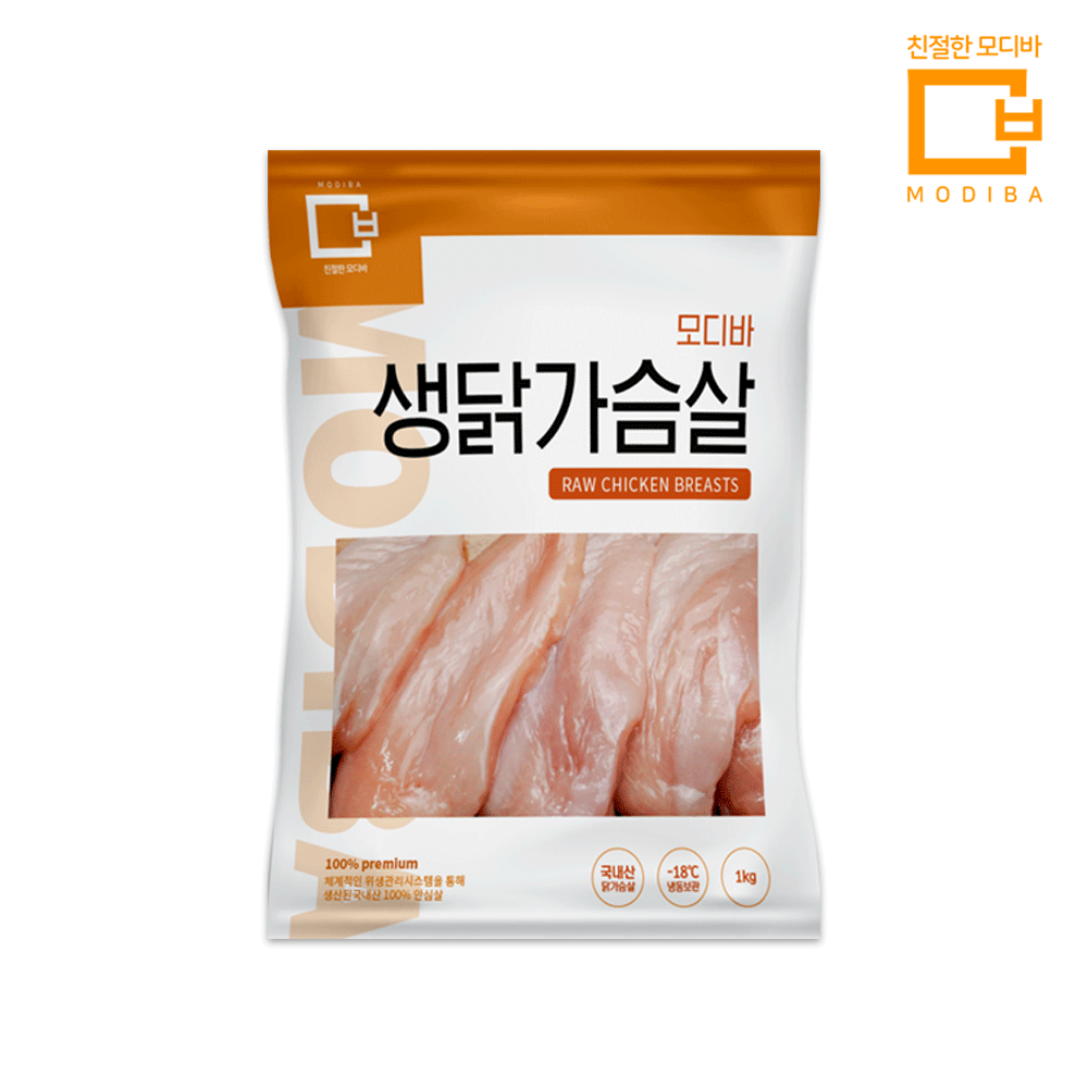 모디바 국내산 냉동 생닭가슴살 1kg,500g,200g