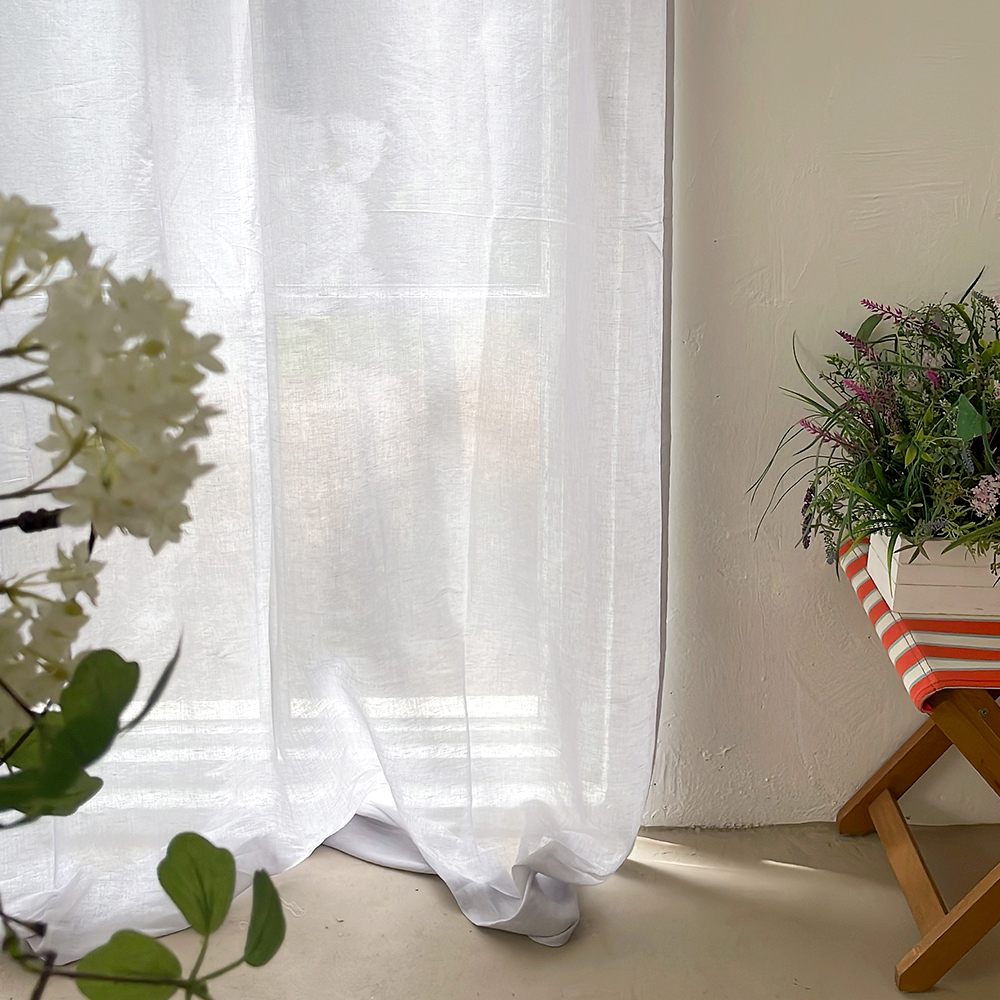 연그레이 시어 비침 볼륨 린넨 핀커튼 속커튼 나비