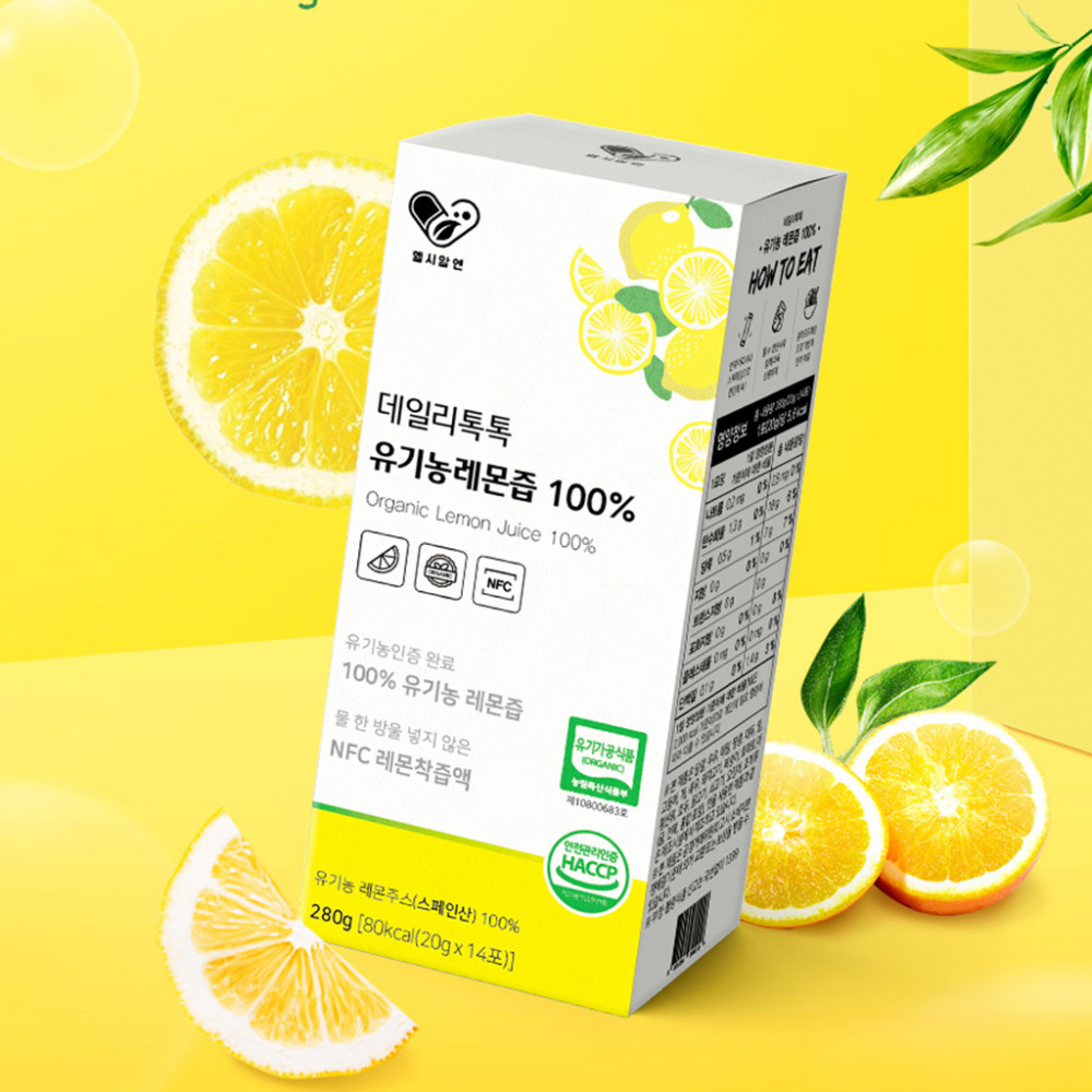 데일리톡톡 유기농 레몬즙 100% 레몬수 레몬물 스틱 레몬원액 효능 280ml, 1개 - 상품 이미지