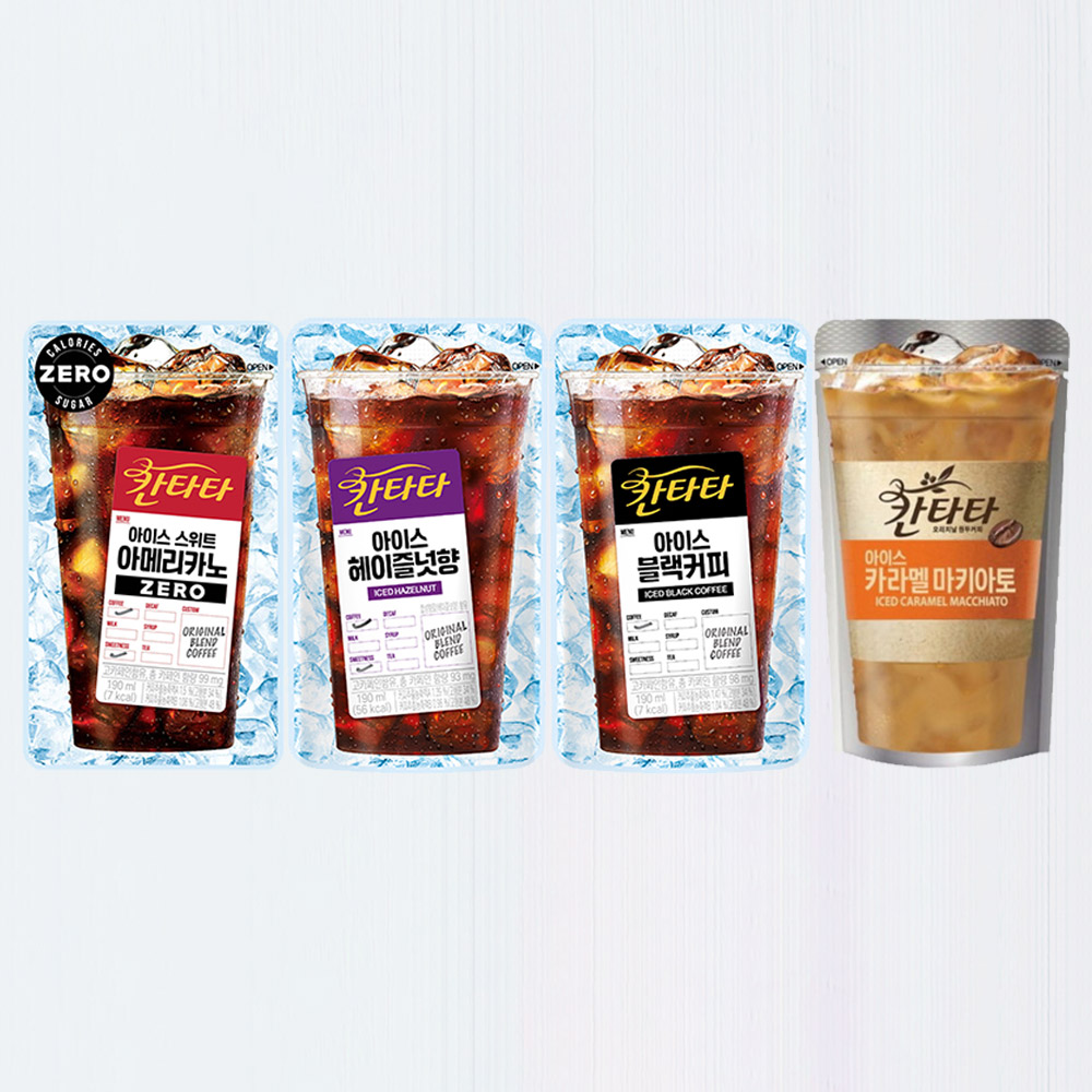 칸타타파우치 편의점커피 스위아메230ml 20개 블랙10 헤즐럿10 카라멜10개/총50개 - 상품 이미지