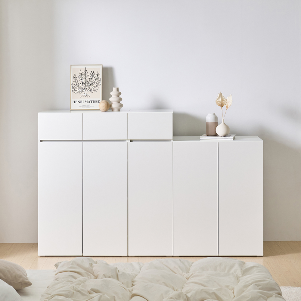 [와이드형] 조아 수납장 모듈 다용도 거실 베란다 (높은/일반형 800), 3단, 화이트