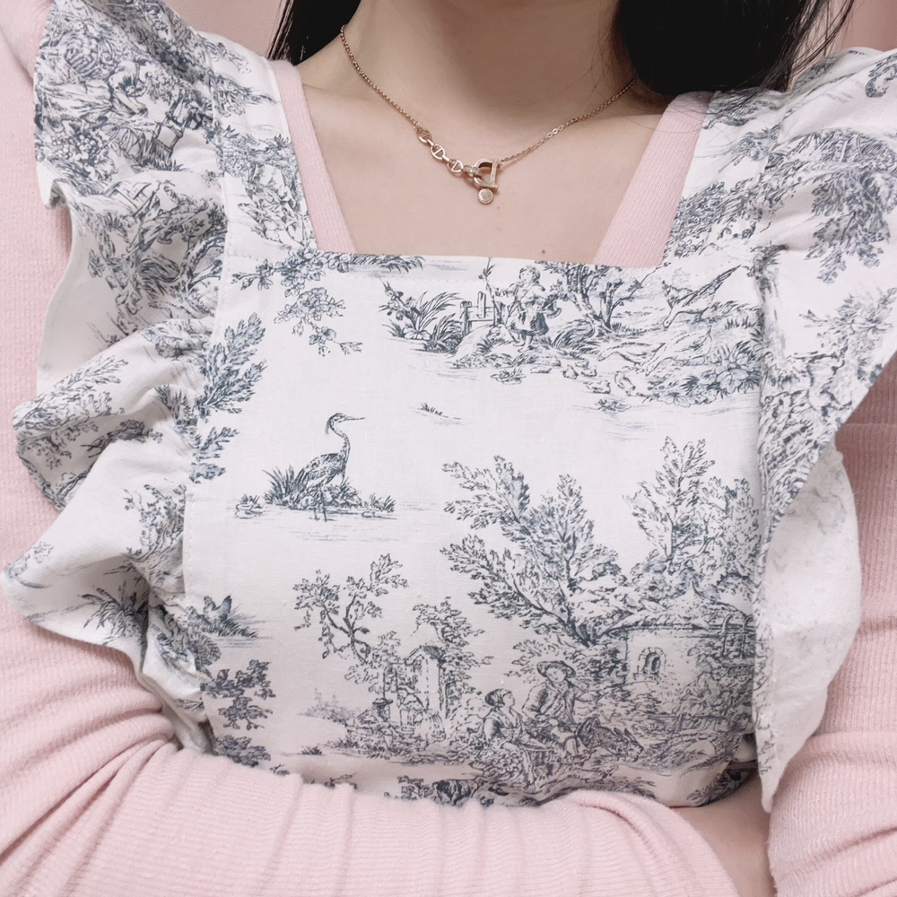 원피스 프릴 린넨 앞치마 카페 주방 어린이집 바리스타 에이프런 뜨왈 드 주이