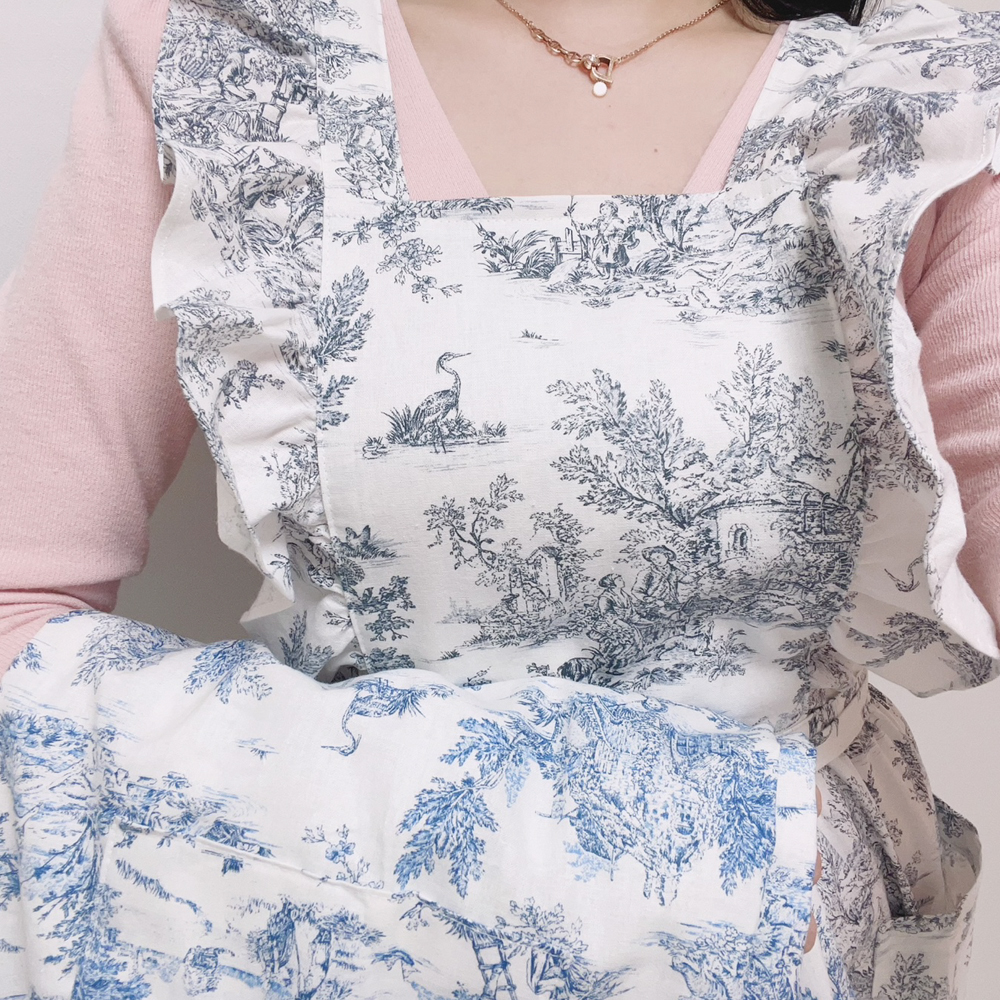 원피스 프릴 린넨 앞치마 카페 주방 어린이집 바리스타 에이프런 뜨왈 드 주이