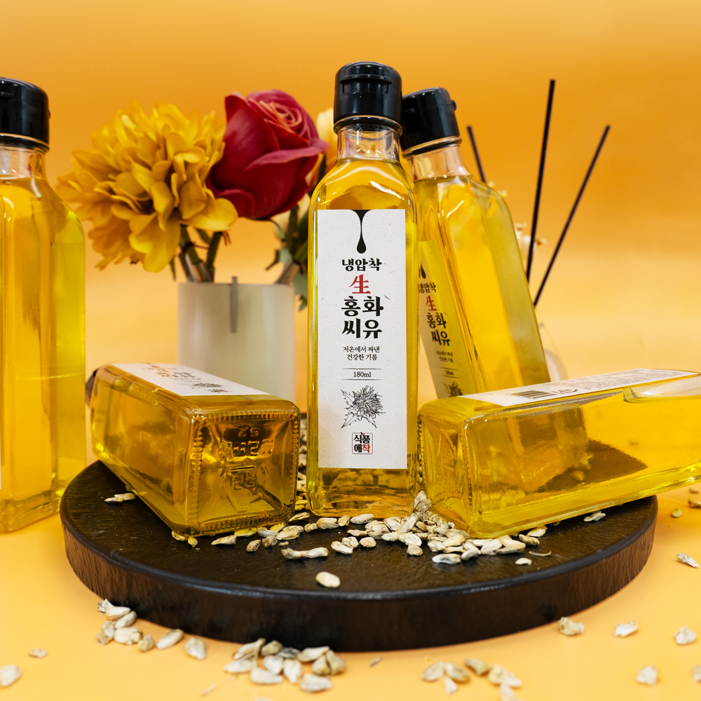 식품애착 홍화씨유 홍화씨기름 뼈에좋은 100% 냉압착 생 오일 180ml 4병 - 상세 이미지 2