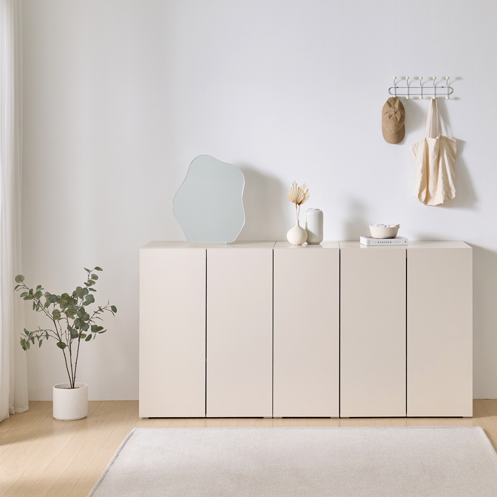 [와이드형] 조아 수납장 모듈 다용도 거실 베란다 (높은/일반형 800), 3단, 크림화이트