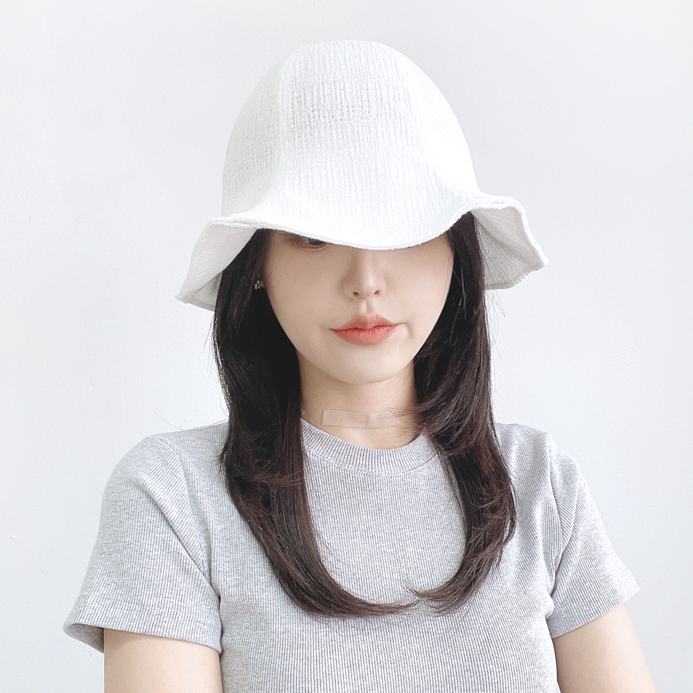 링클코튼 여성 여름 휴양지 턱끈 스트랩 보넷 벙거지모자 버킷햇 - 상세 이미지 2